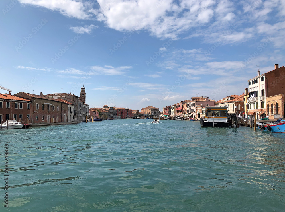Buildings along the Murano islands in the Venetian Lagoon in Venice, Italy