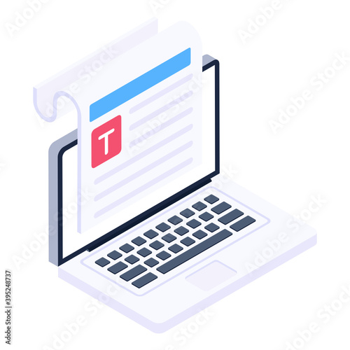 
An isometric design of online article icon

