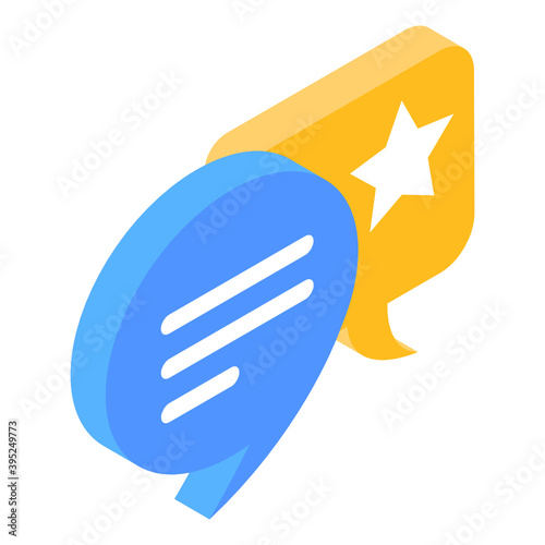 
Chat bubble with star showing concept of feedback icon
