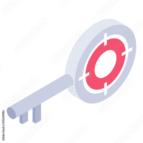 
Key with reticle, keyword target icon
