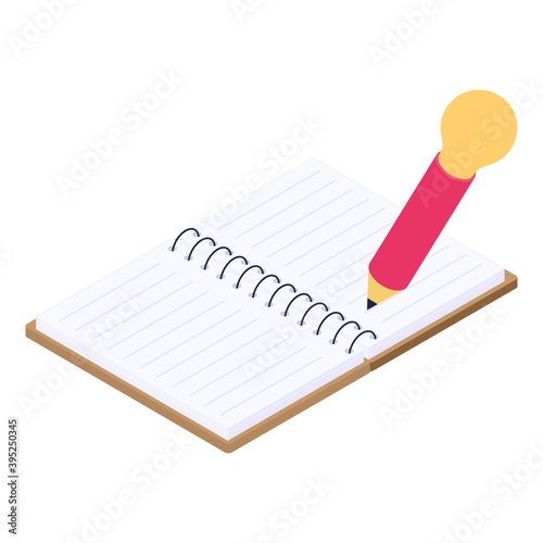 
A notebook icon in isometric style
