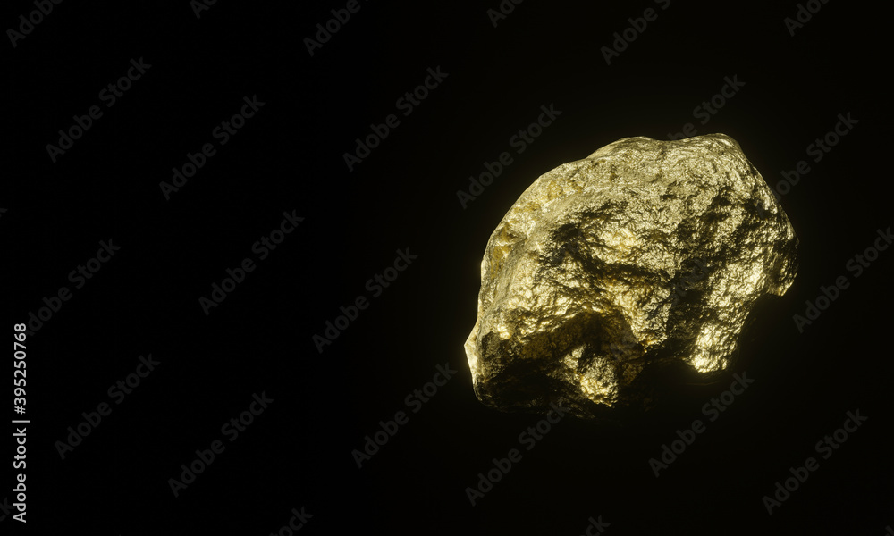 3D rendered pure gold nuggets on black background. 3D rendered pure gold nuggets on black background.