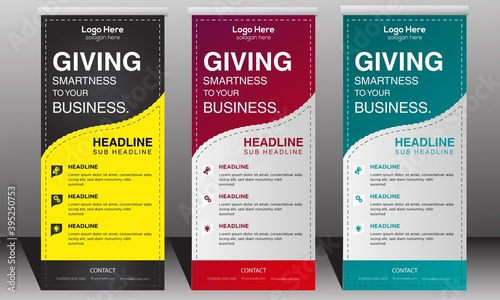 Modern roll up banner with 3 different colors, Professional roll up stand banner, Modern roll up business banner,