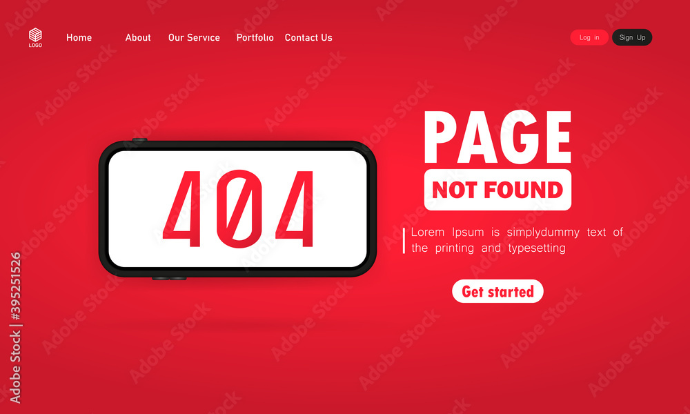 404 error sign on smart phone screen illustration. Page not found message. UI design. Vector on isolated background. EPS 10