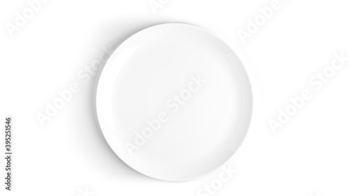 White glossy plate on a white background. High quality photo