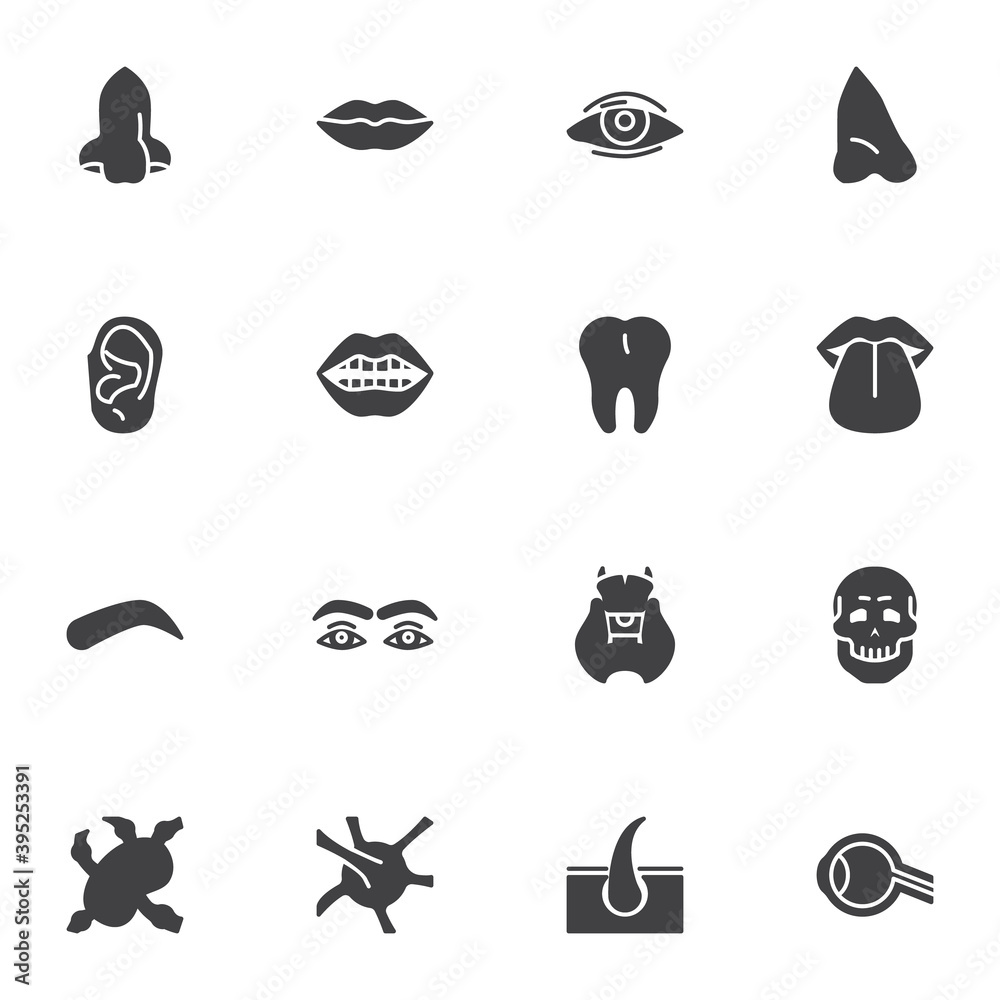 human-face-parts-vector-icons-set-modern-solid-symbol-collection