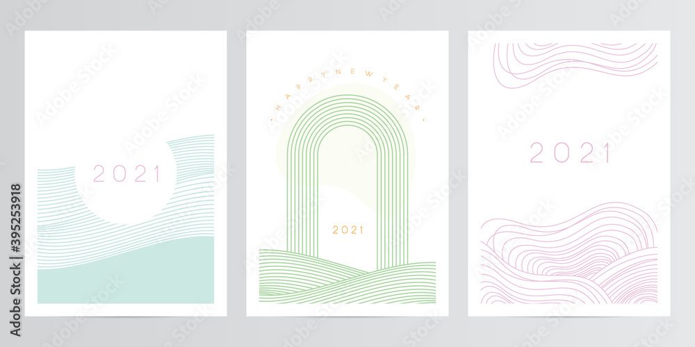 Creative concept of 2021 Happy New Year posters set. Design templates with typography logo 2021 for celebration and season decoration. Minimalistic trendy backgrounds for branding, banner, cover, card Creative concept of 2021 Happy New Year posters set. Design templates with typography logo 2021 for celebration and season decoration. Minimalistic trendy backgrounds for branding, banner, cover, card