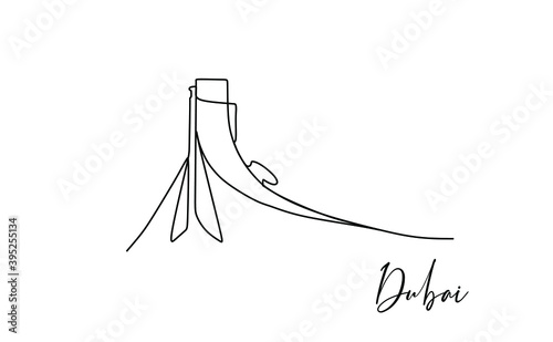 Famous landmark of a city in East Asia. Continuous one line drawing