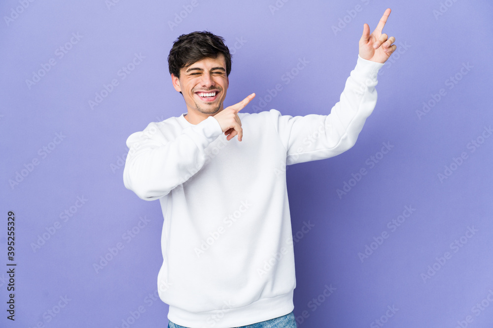 Young cool man dancing and having fun. Young cool man dancing and having fun.