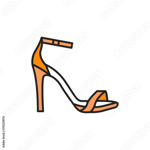 Summer sandals color line icon. Pictogram for web page, mobile app, promo.