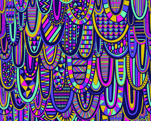 multicolor tribal vector seamless pattern. aztec fancy abstract geometric art print. ethnic background. doodle hand drawn. Wallpaper, cloth design, fabric, tissue, cover, textile template.