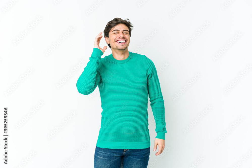 Young cool man joyful laughing a lot. Happiness concept. Young cool man joyful laughing a lot. Happiness concept.