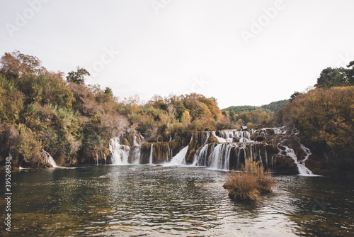 Waterfall in Krka National Park in Croatia in autumn