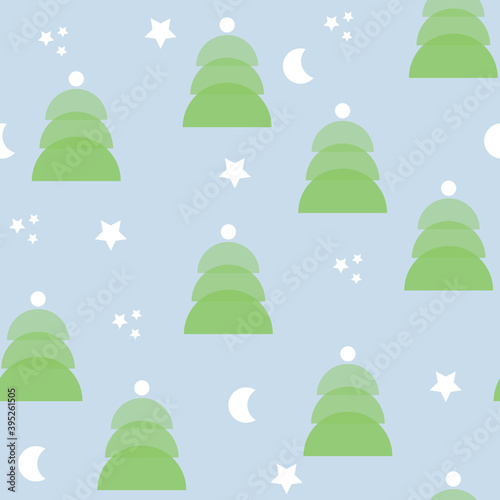 Seamless Blue Christmas and New Year`s pattern. Winter and Christmas elements. Wrap for gifts. Geometric style.