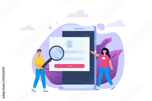 Online registration and sign up, Account authentication concept. Vector UI illustration.