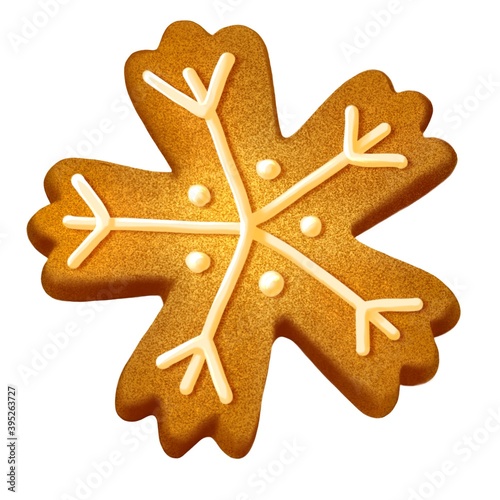 Isolated illustration of an appealing festive Christmas cookie with icing.