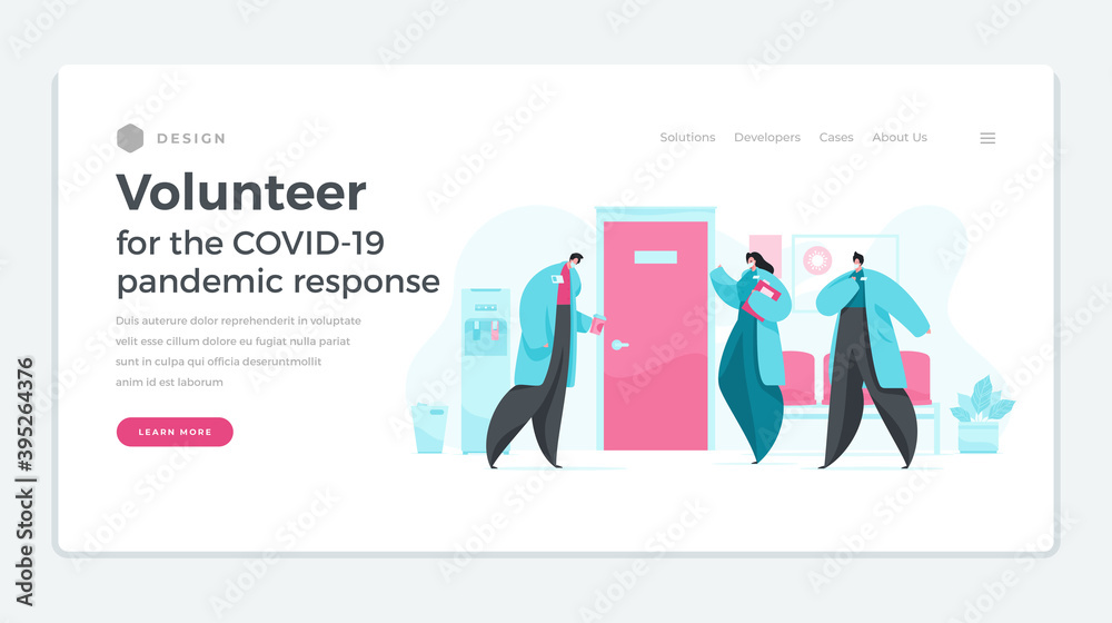 Vector banner for volunteer enrolment during pandemic of COVID 19 Vector banner for volunteer enrolment during pandemic of COVID 19