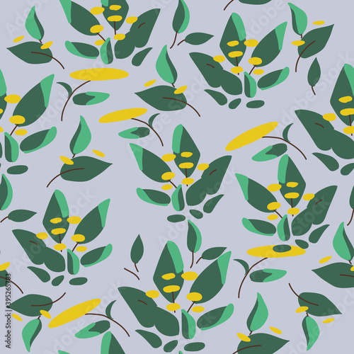 Minimal stylised seamless blue floral pattern. Modern for paper, fabric, interior, stationary and crafts