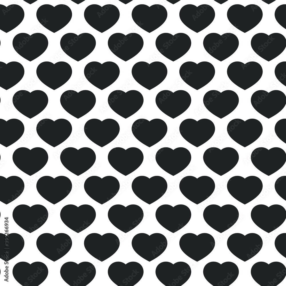 Black hearts on white background. Seamless vector romantic love valentine pattern. Repeat elements. For fabric, textile, design, cover, banner. Black hearts on white background. Seamless vector romantic love valentine pattern. Repeat elements. For fabric, textile, design, cover, banner.