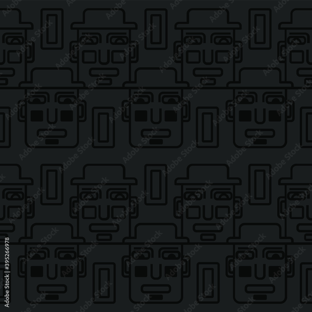 Male faces on a gray background. Doodle pattern. Male faces on a gray background. Doodle pattern.