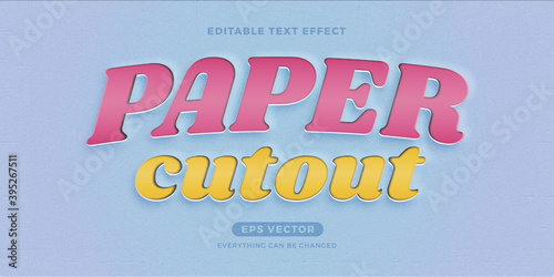 Paper Cutout editable text effect style vector