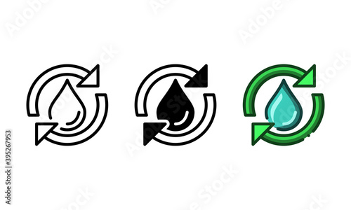 Recycle waste icon. With outline, glyph, and filled outline styles photo