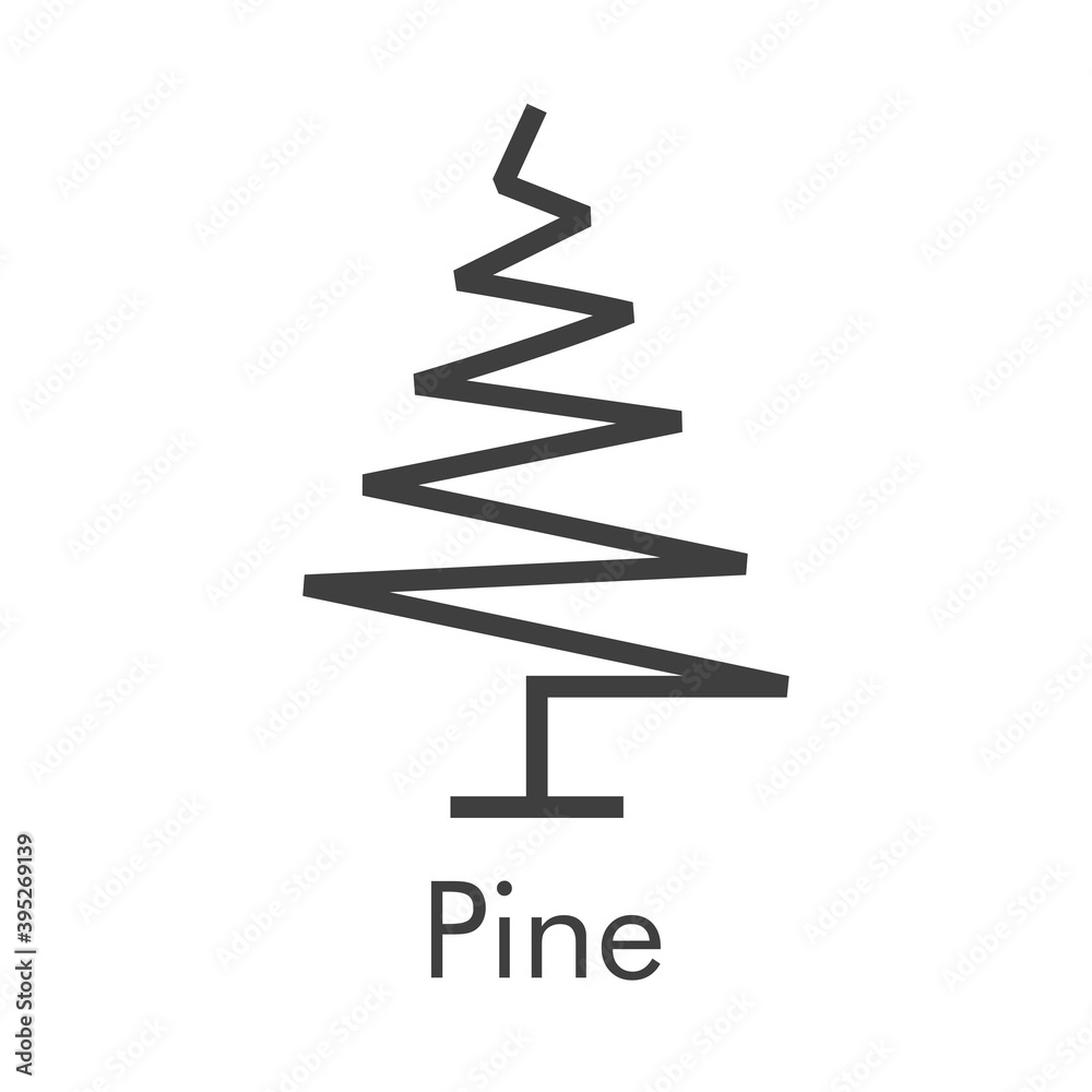 Árbol de navidad. Símbolo abeto. Logotipo árbol abstracto con lineas en zig zag en color gris Árbol de navidad. Símbolo abeto. Logotipo árbol abstracto con lineas en zig zag en color gris