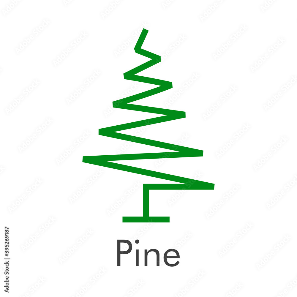 Árbol de navidad. Símbolo abeto. Logotipo árbol abstracto con lineas en zig zag en color verde Árbol de navidad. Símbolo abeto. Logotipo árbol abstracto con lineas en zig zag en color verde