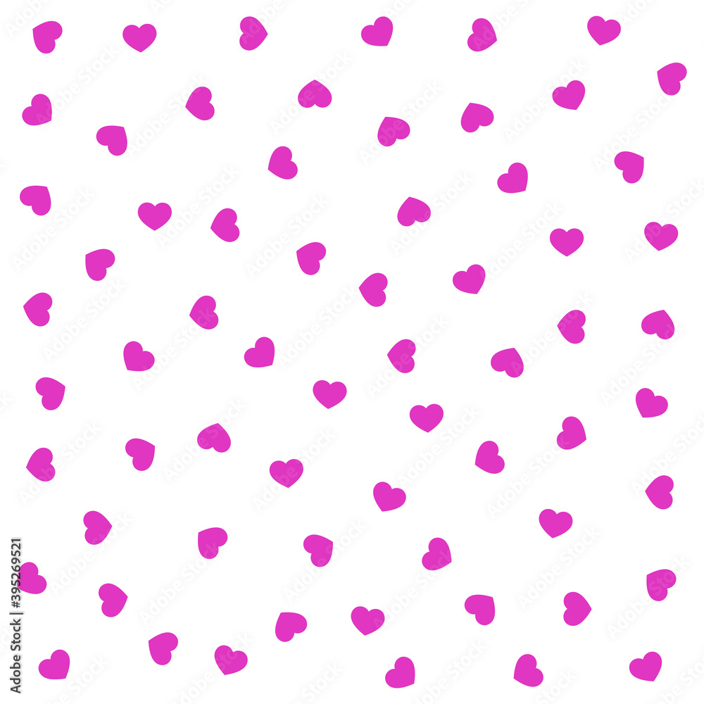 White hearts on pink background. Seamless vector romantic love valentine pattern. For fabric, textile, design, cover, banner.