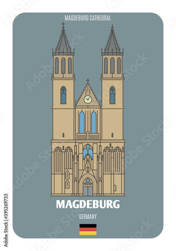 Magdeburg Cathedral in Magdeburg, Germany.  Architectural symbols of European cities