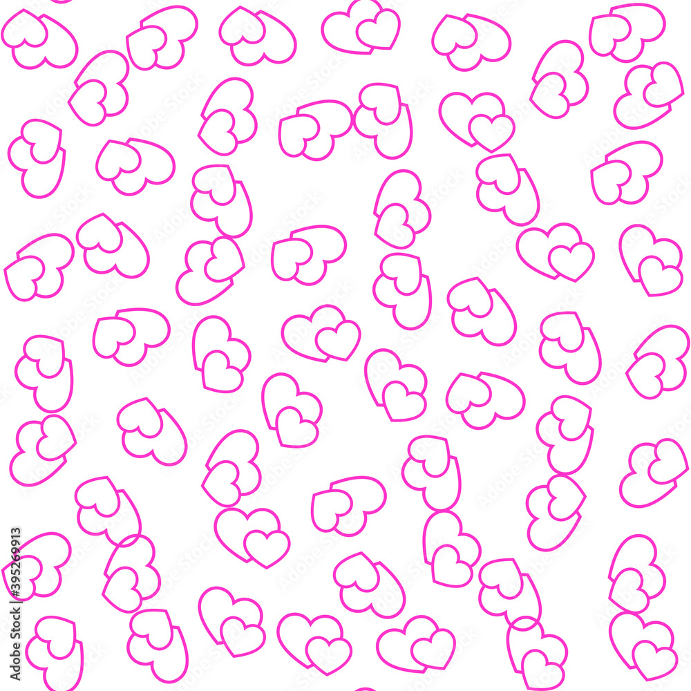 White hearts on pink background. Seamless vector romantic love valentine pattern. For fabric, textile, design, cover, banner. White hearts on pink background. Seamless vector romantic love valentine pattern. For fabric, textile, design, cover, banner.