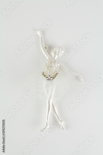 Christmas tree toy ballerina on a white background