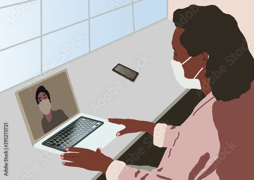 woman working on laptop