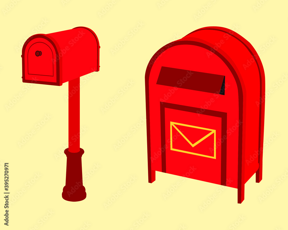 Post office and mailbox for putting letters in front of the house card