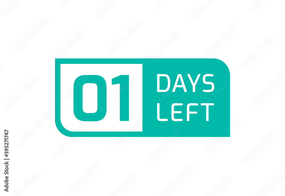 1 Days Left banner on white background, 1 Days Left to Go 1 Days Left banner on white background, 1 Days Left to Go