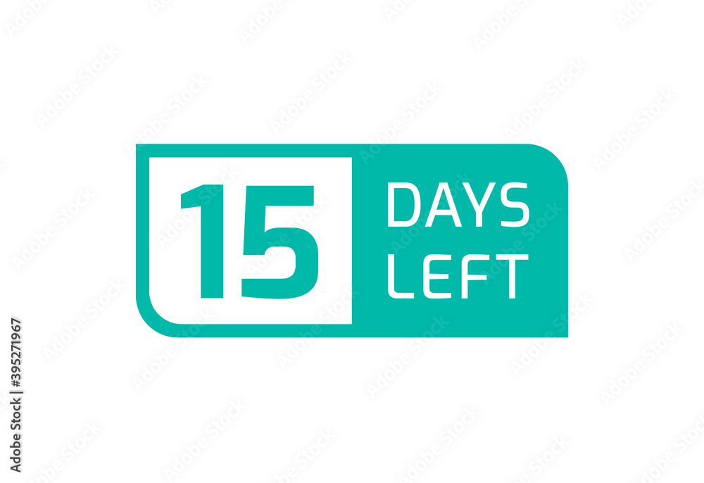 15 Days Left banner on white background, 15 Days Left to Go 15 Days Left banner on white background, 15 Days Left to Go