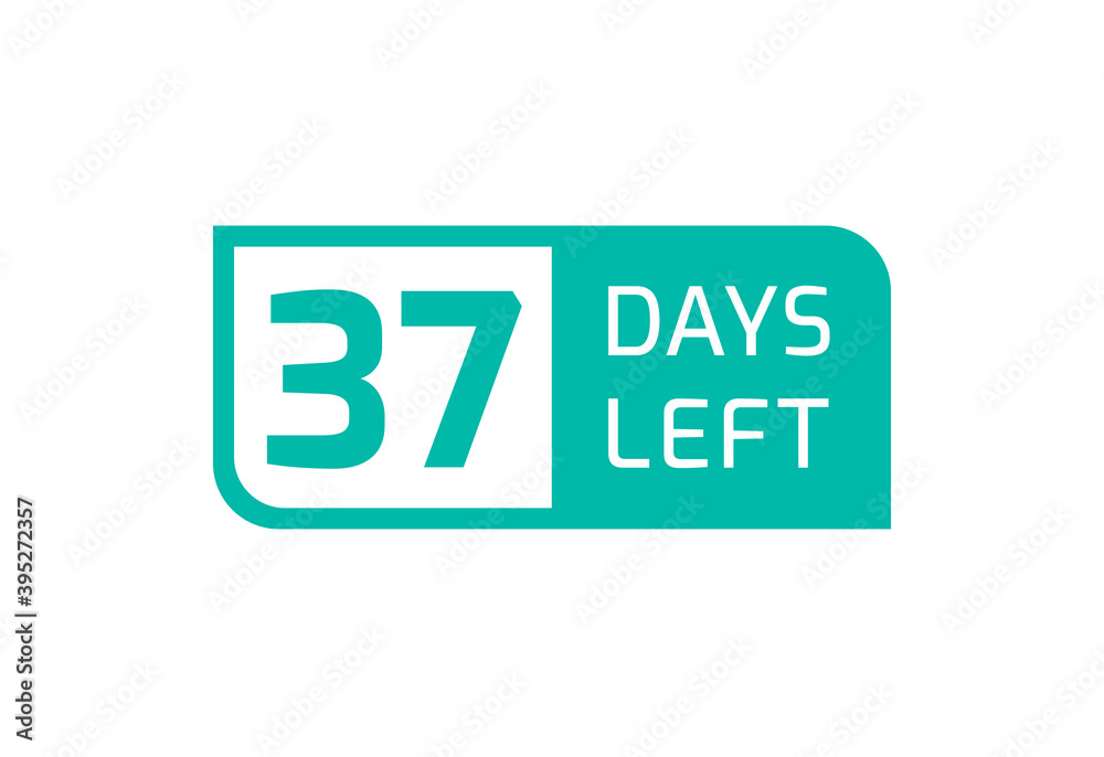 37 Days Left banner on white background, 37 Days Left to Go 37 Days Left banner on white background, 37 Days Left to Go