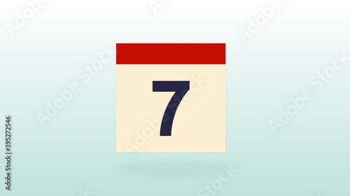 Loop animation of colorful monthly calendar with pages turn of 31 days.