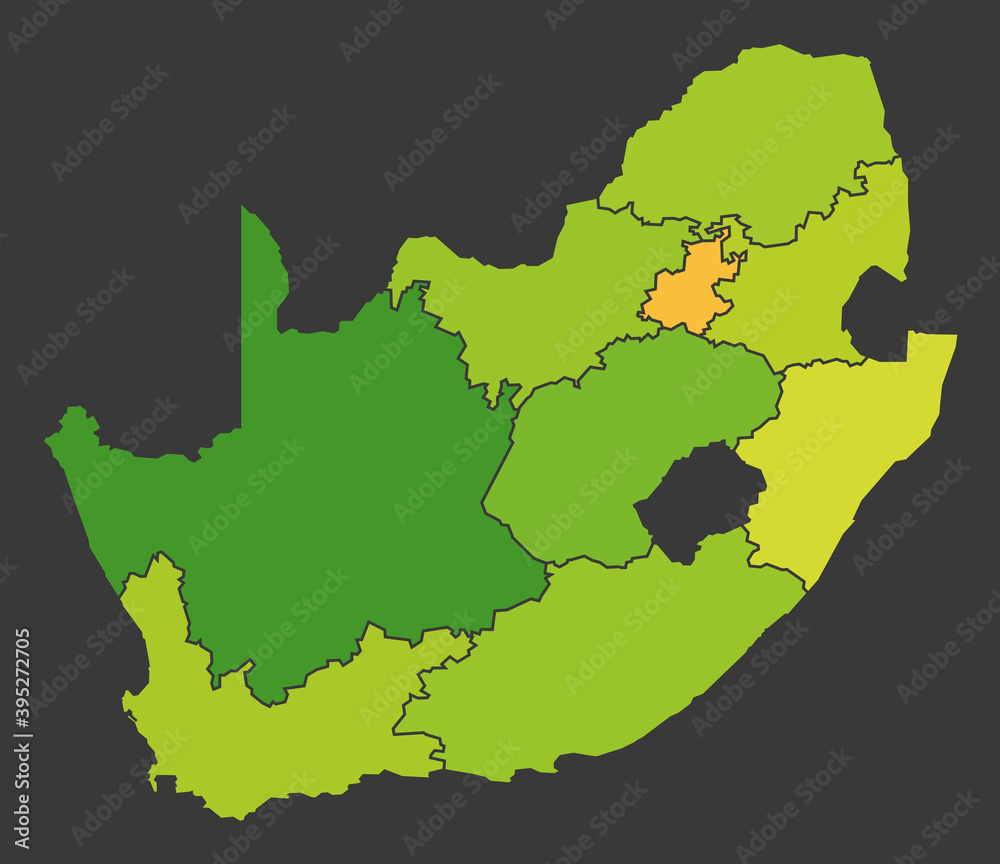 South Africa population heat map as color density illustration
