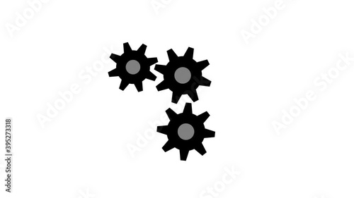 The gears are spinning all the time. Animation of gears on a white background.