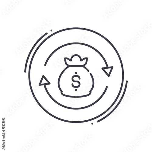 Financial turnover icon, linear isolated illustration, thin line vector, web design sign, outline concept symbol with editable stroke on white background.