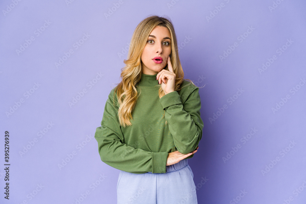 Young caucasian blonde woman having some great idea, concept of creativity. Young caucasian blonde woman having some great idea, concept of creativity.