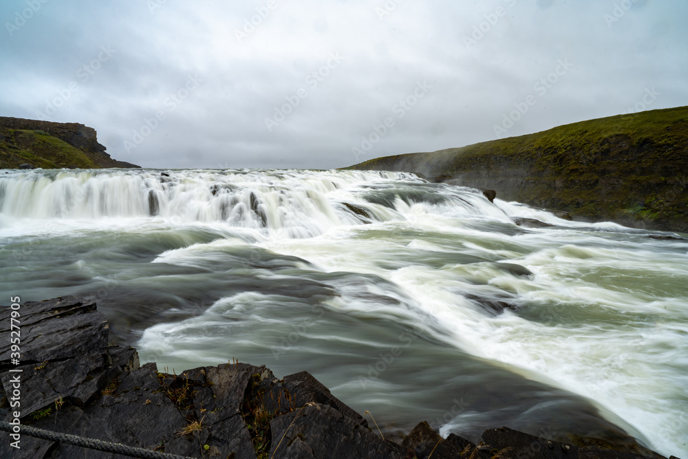 Gullfoss Waterfall in Iceland topview