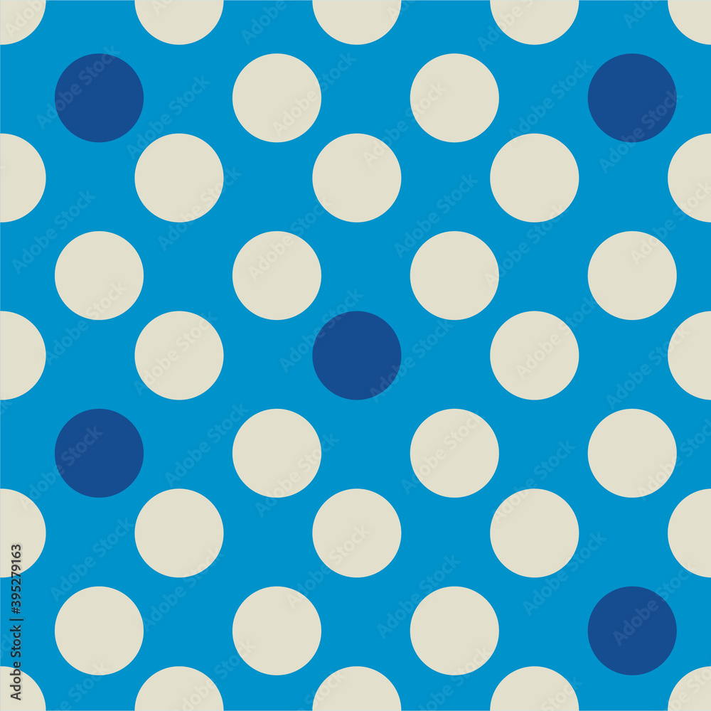Big Dots - blue - white - seamless pattern