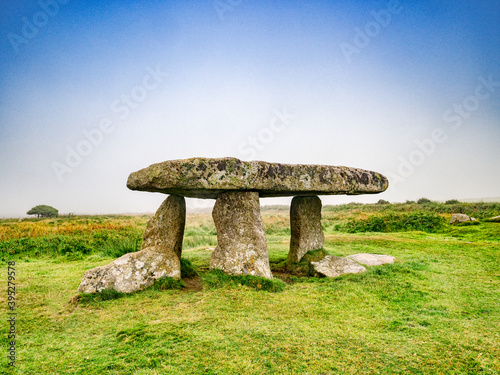 Lanyon Quoit, a neolithic burial chamber - a dolmen or cromlech - near Land's End in Cornwall, England, UK.