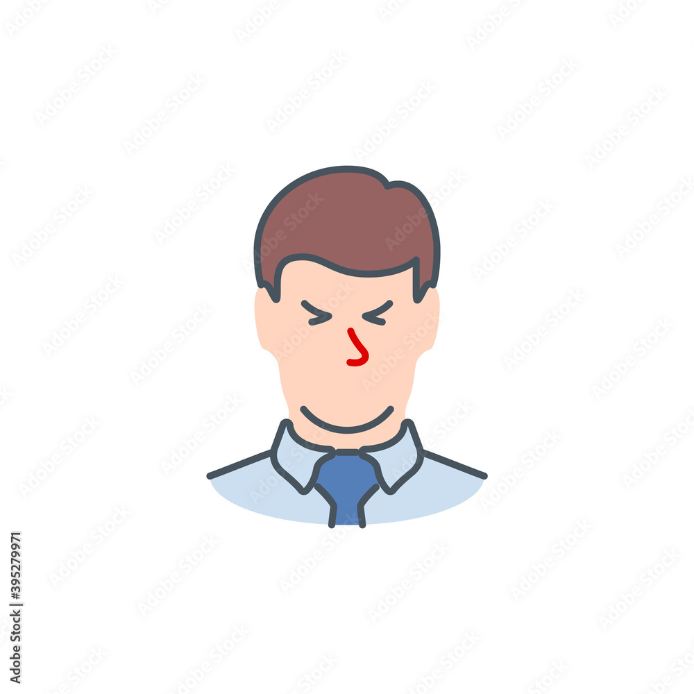 runny and stuffy nose, nasal congestion Signs and symptoms Coronavirus single line icon isolated on white. Perfect outline symbol symptoms Covid19 banner diagnostic design element with editable Stroke