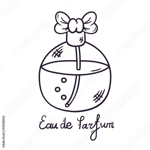 Cute perfume bottle with bow vector illustration