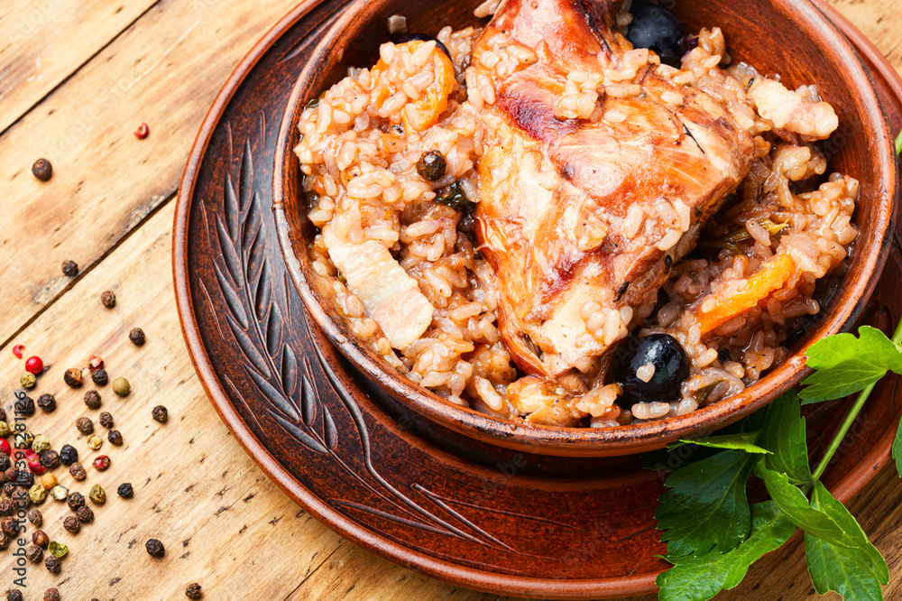 Delicious risotto with rabbit. Delicious risotto with rabbit.