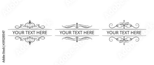 Set of vintage design monogram frames. Vector isolated ornate royal borders. Certificate templates.