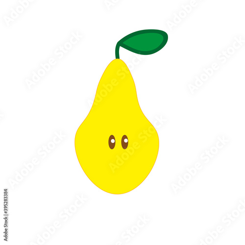 Half of a ripe pear, vector flat illustration
